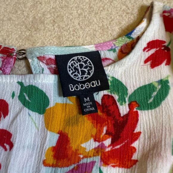 Bobeau Ruffle Sleeve Floral Blouse Lightweight Boho Top Size M - Picture 6 of 7